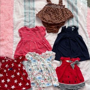 Assorted Baby Dresses - Red, Pink, Brown, Navy, Floral 0-3 months